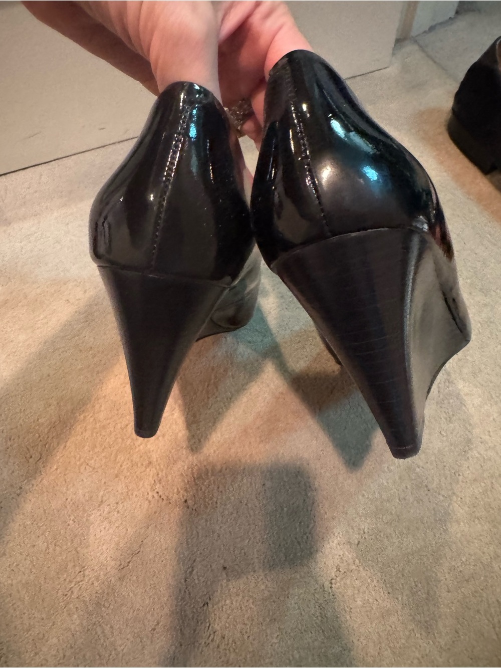 Via Spiga Black Patent Pointed Toe Pumps - Picture 3 of 4